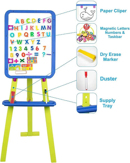 Peppa pig Adjustable Height Magnetic 8 in 1 Double Sided writing Easel Board for Kids