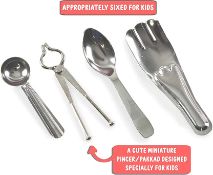Junior Cook Kitchen Set Cute and high Quality Pure Stainless Steel Mini Toy Kitchen Set for Girls Age 3 Years Plus no Sharp Edges