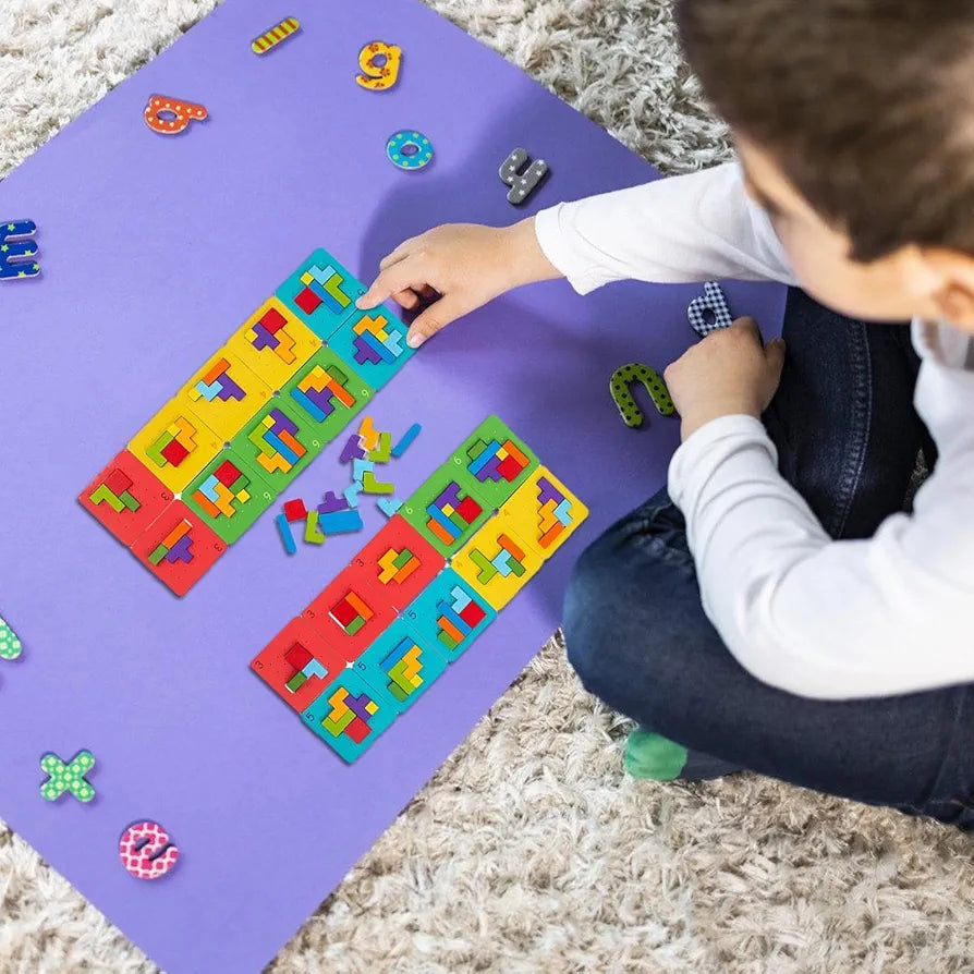 Wooden Pattern Blocks Geometric Shapes Blocks Pattern Blocks Puzzles for Kids 4 to 8 Early Educational Toy for Kids