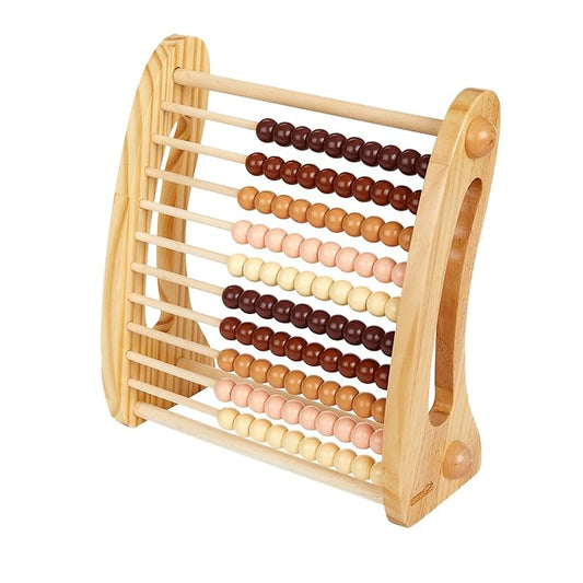 Excellerations Wooden Abacus Natural Kids Math Counting Beads to Learn Math Calculations Easily