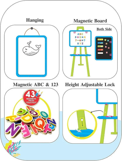Peppa pig Adjustable Height Magnetic 8 in 1 Double Sided writing Easel Board for Kids