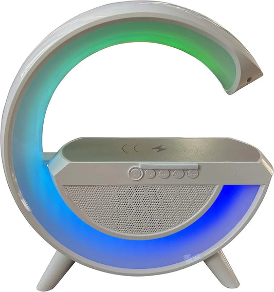 Wireless Charging Speaker Music Ringtone Wireless Phone Charging Lamp Nightstand for Decoration Seven Color Bluetooth Speaker Night Light Clock Alarm Clock FM Radio