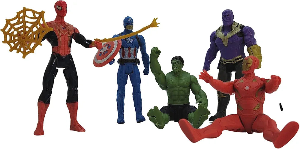 Avenger Set 5-Piece - Superhero Figurines Birthday Party Favors, Kids Birthday Party Cake Decorations Supplies Marvel Superheroes Figurine Collection