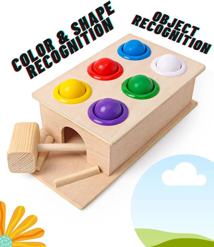 Prime Knock The Ball 6 Wooden Hammer Ball Pound the Ball Educational Toy for Kids wooden toy toys for kids