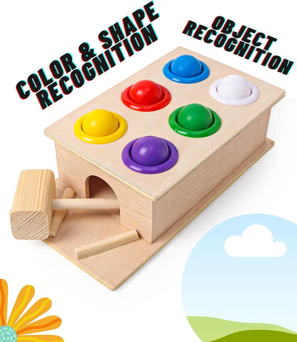 Prime Knock The Ball 6 Wooden Hammer Ball Pound the Ball Educational Toy for Kids wooden toy toys for kids