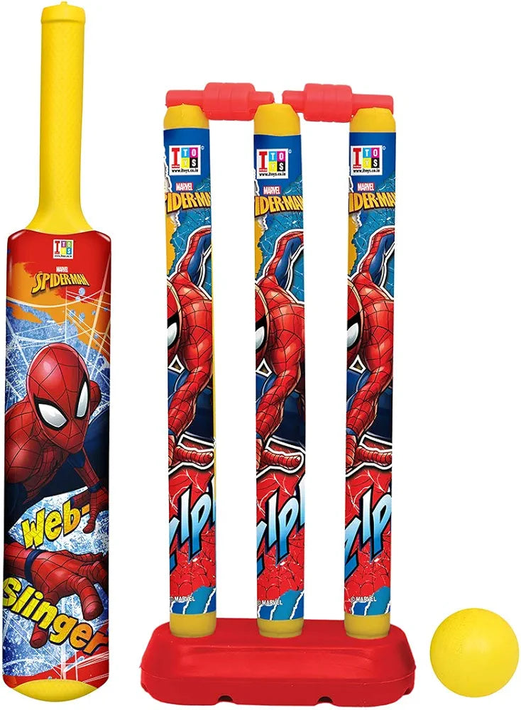 Spider Man Cricket Kit Set with 3 Stumps with 1 Bat and 1 Ball for Playing Perfect Cricket Combo Set for Kids