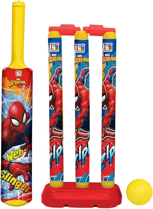 Spider Man Cricket Kit Set with 3 Stumps with 1 Bat and 1 Ball for Playing Perfect Cricket Combo Set for Kids