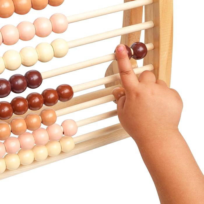 Excellerations Wooden Abacus Natural Kids Math Counting Beads to Learn Math Calculations Easily