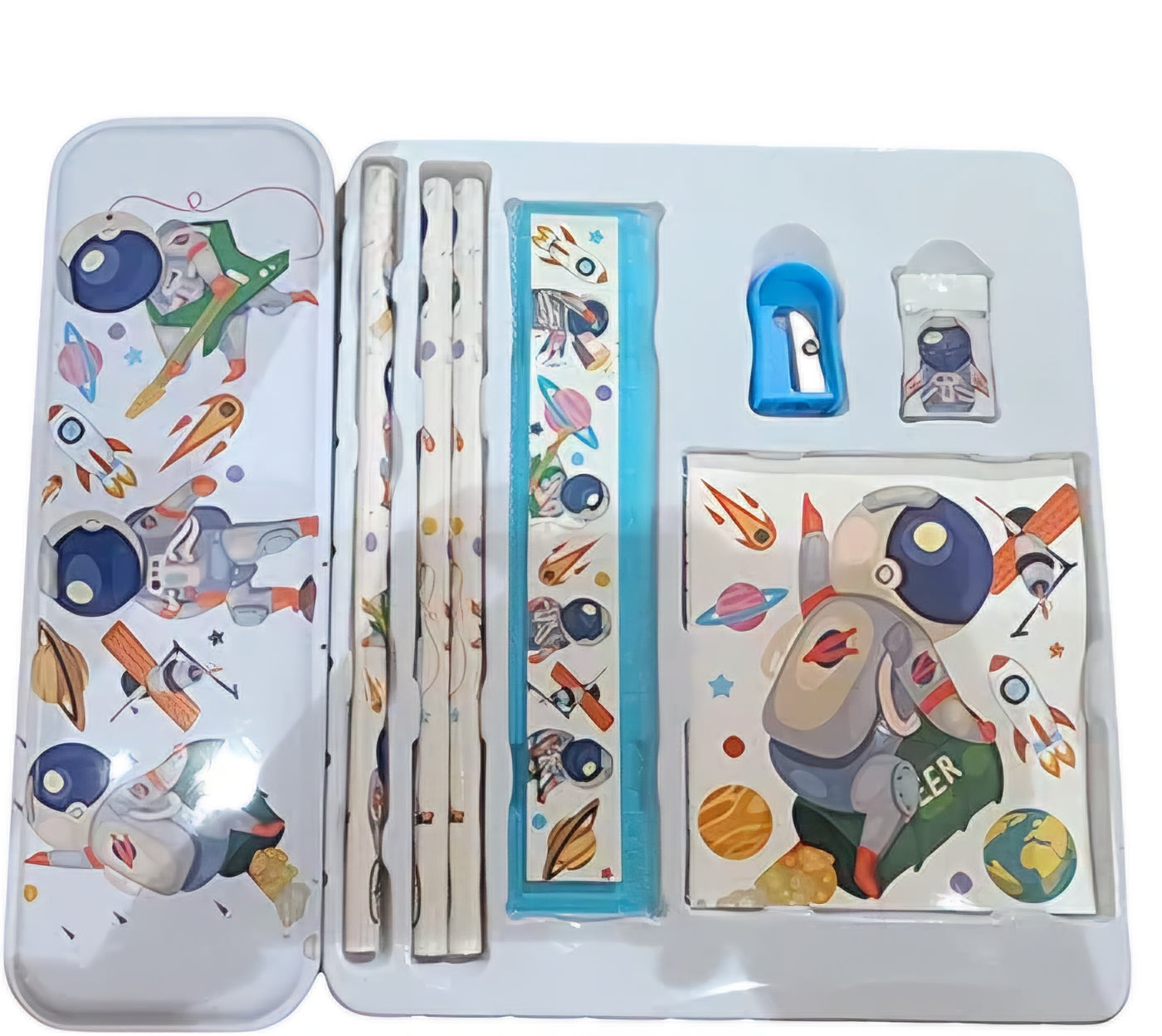 Astronaut Stationery Kit Set for Boys/Girls, Cartoon School Items For Kids Pencil, Eraser, Scale, Sharpener  Birthday Return Gift for children