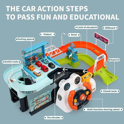 Car Race Tracks for Boys Car Adventure Toys for 3 Year above age Old Boys Girls, City Rescue Preschool Educational Toy Vehicle Puzzle Car Track Playsets for Toddlers