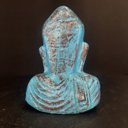 Paper Machie Gautham Buddha Bust wood Turquoise Finish