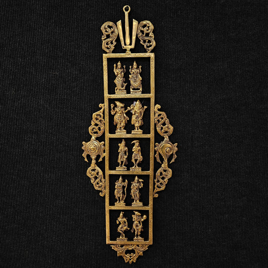 Lord Vishnu Dashavatar Brass Divine Wall Hanging Antique