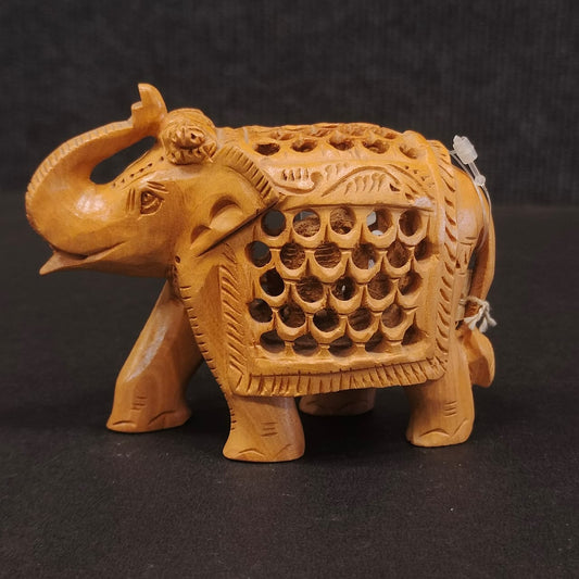 Wooden Elephant Trunk Up curved