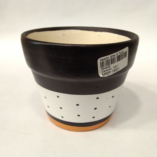 Cylindrical Shape [Multicolor] with Black Doted Pattern Planter Pot for Plants Ceramic pot
