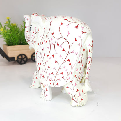 Wooden Elephant Saluting Fat W/Heart Paint.