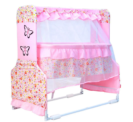 Cradle For babies Jhula Pink Butterflys Print
