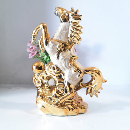 Horse golden ceramic showpiece