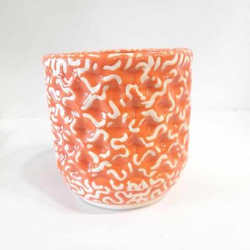 Orange Ceramic Flower Pot with textured & designer finish Indoor Live Plant Pot for Home Decor Perfect pot for Office Desk | Stylish Indoor Plant Pots for Living Room