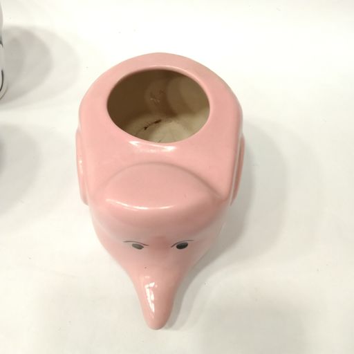Baby pink Cute elephant Shaped Ceramic Flower Pot for home office & desktop purpose