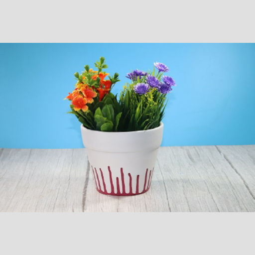 White & red coloured Table top Terracotta planters Attractive Table top Pot, Ideal for Gifting ceramic pots