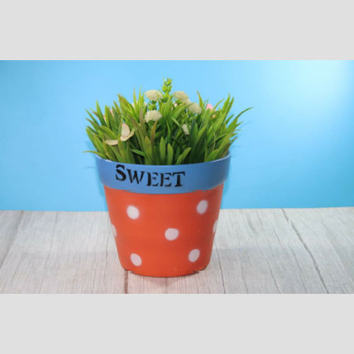 Polka Dots Table top Terracotta planters Attractive Table top Pot, Ideal for Gifting ceramic pot