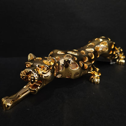 Jaguar Statue with elegant look Gold Animal Figurine for Home Decoration