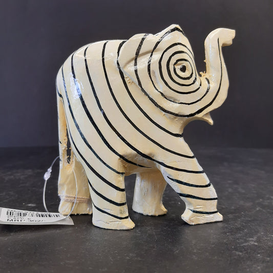 Wooden Elephant Sppiral Black & White Paint