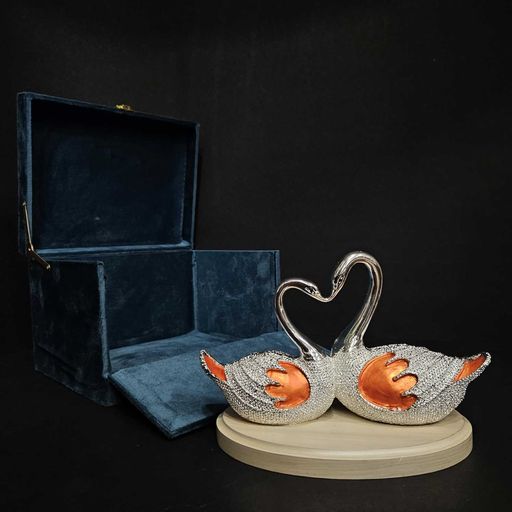 Silver plated couple swans for home decor
