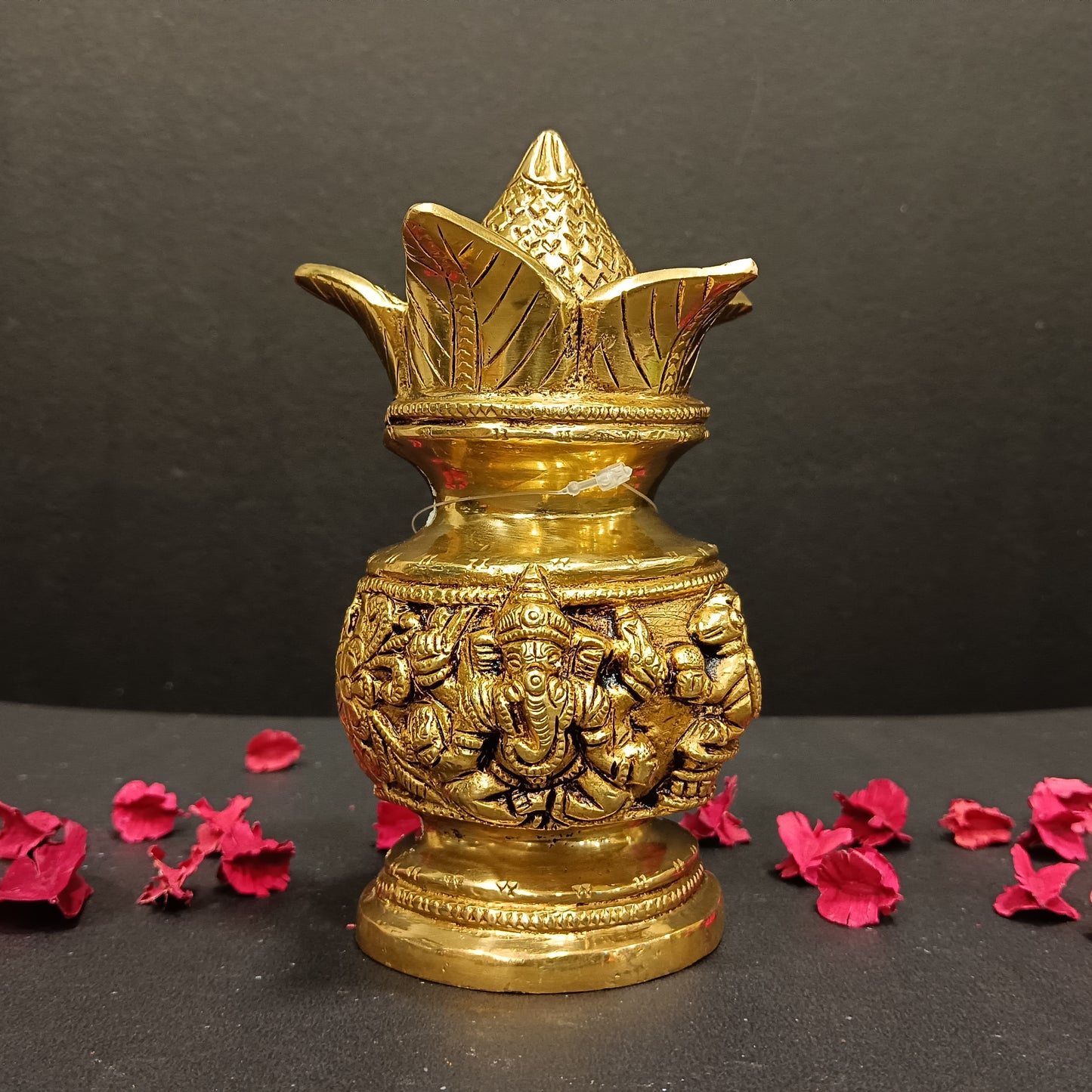Brass antiques Kalasham with Lakshmi and Ganesh designs
