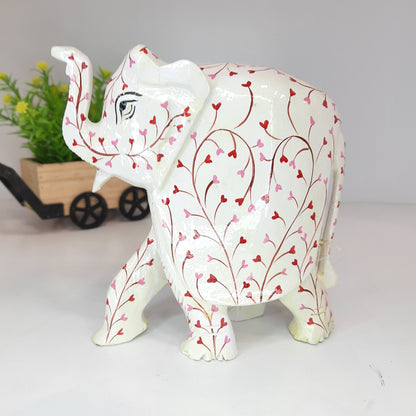 Wooden Elephant Saluting Fat W/Heart Paint.