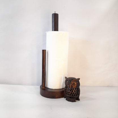 Wooden Paper Towel Holder Stand W/U/Cut Elephant Oxod