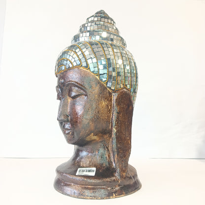 Gautham Buddha With Mirror Work With Golden Bronze Texture