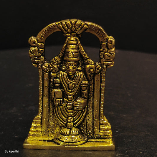Brass Lord Tirupati Balaji Idol | Venkateswara Balaji Idol with Thiruvachi Arch for Car, Desk and Home Mandir