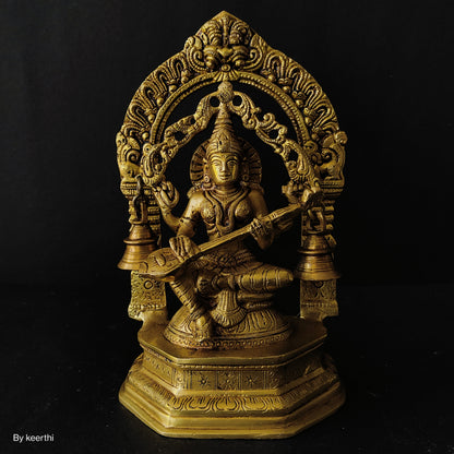 Goddess Saraswati Murti Saraswati Idol Brass Statue for Home Entrance Good Luck Vastu Decoration Showpiece and Gift