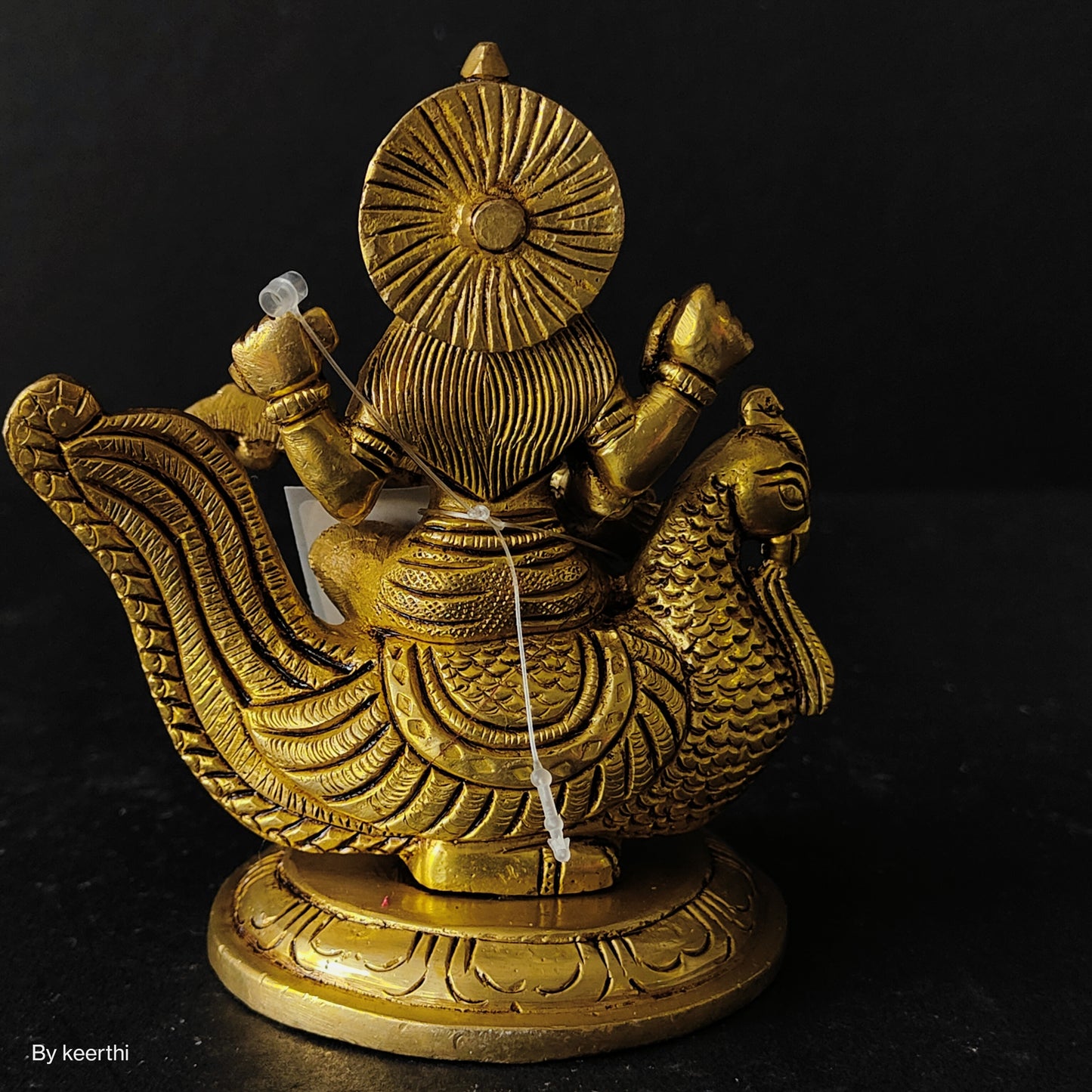 Goddess Saraswati Plays Veena on Her Swan In Brass