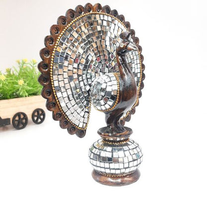 Wooden Peacock W/Mirror Work Oxod