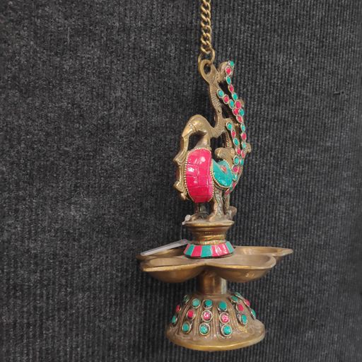 Colour Stone Ganesh oil lamp