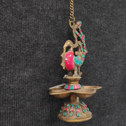 Colour Stone Ganesh oil lamp