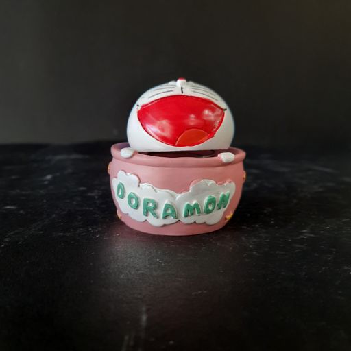 Doramon sitting In a basket bubble head showpiece