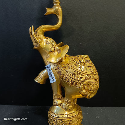 Kirshna and elephant beautiful brass antique Diya