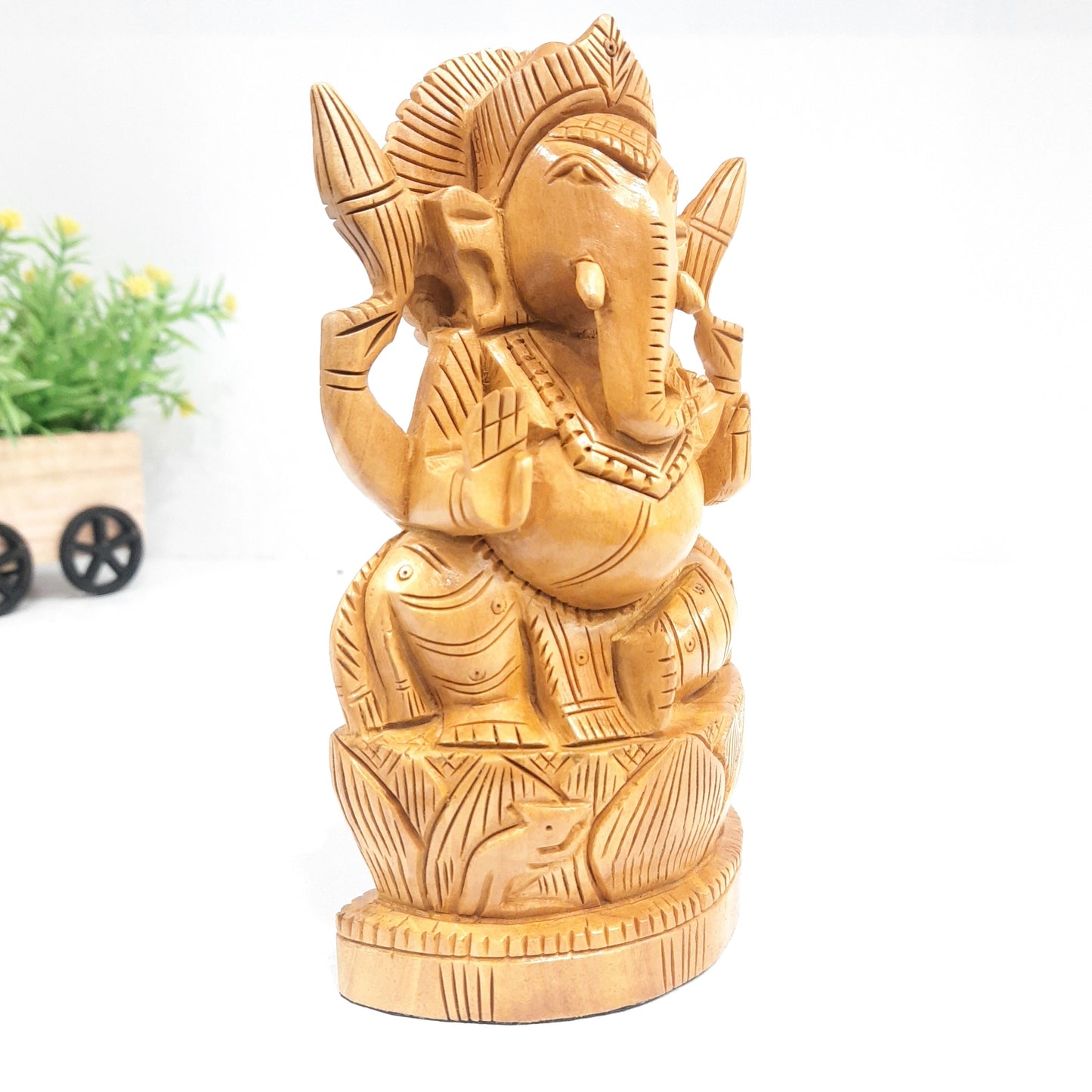 Wooden Ganesh Figure Sitting Super Fine