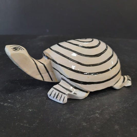 Wooden Turtle Spiral Black & White Paint