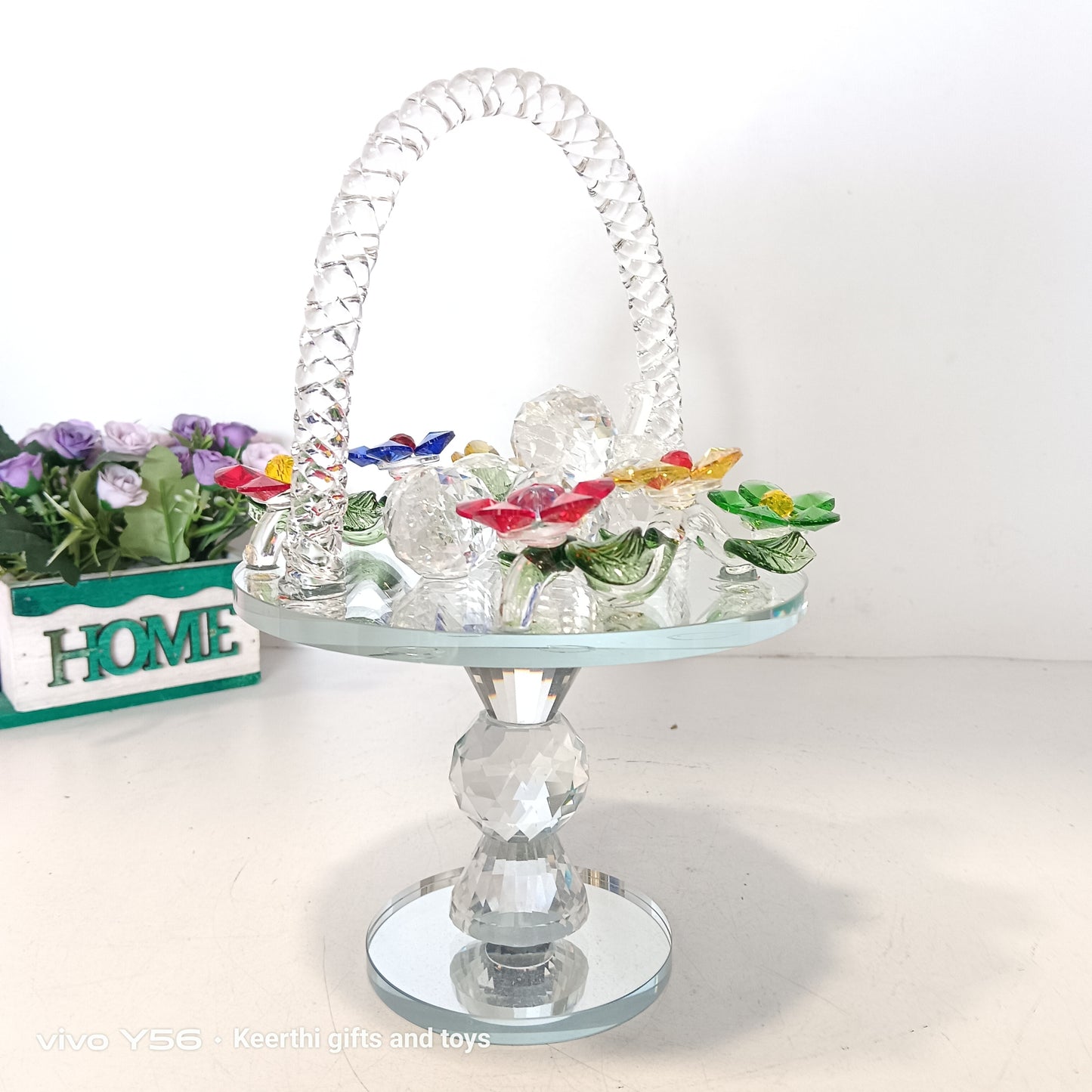 Crystal fruit Basket glass showpiece