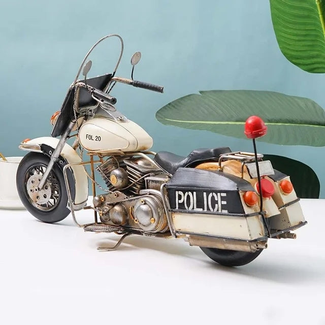 Rustic Home Decor crafts Antique Motorcycle Model Metal Vintage Police Motorbike