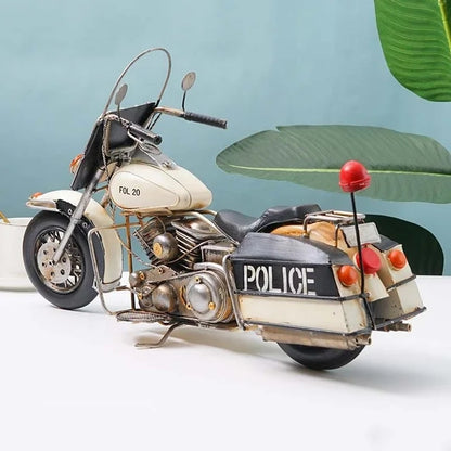 Rustic Home Decor crafts Antique Motorcycle Model Metal Vintage Police Motorbike