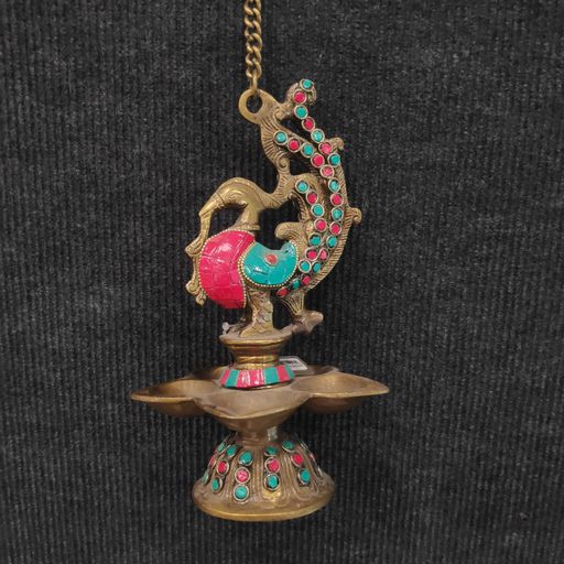 Colour Stone Ganesh oil lamp