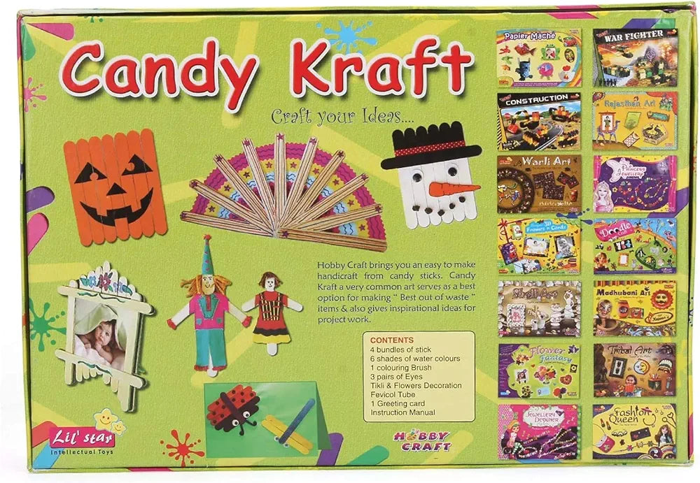 Candy Craft Hobby Kit Learn Creativity Arts and Crafts Best Out of Waste with Ice Cream Sticks Gift Game for both boys and girls above 5 years of age