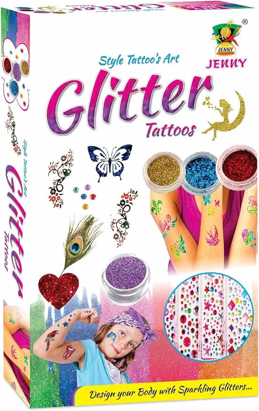 Stylish Tattoos Art Design your Body With Sparking Glitters Tattoos Kit Set For Kids