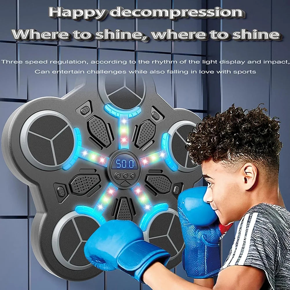Smart Music Boxing Machine - Boxing Machine with Gloves, Bluetooth's Wall Mounted Punching Machine with 3 Speed Levels, Musical Beat Boxing Trainer, Punching Workout Machine for Home, Indoor, Gym