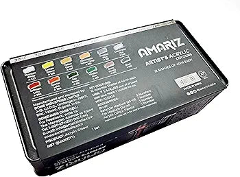 Doms Amariz Artist's Acrylic Colours, a set of 12 acrylic paint tubes, each containing 40ml of paint.